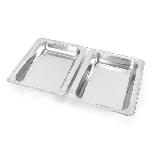 Estufa de comedor plegable con 2 sartenes de acero inoxidable plato de frotamiento rectangular comida caliente - Imagen 13 de 21