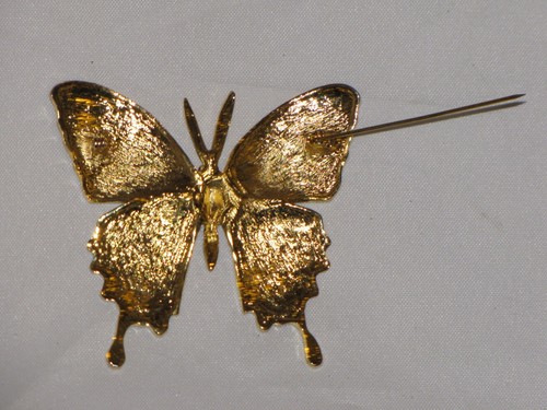 Butterfly Brooch Rhinestone Pin Gold Plated Womens - Picture 14 of 24
