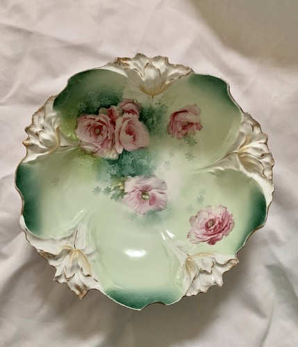 Large RS Prussia Pink Rose Bowl 10 Inches Wide We’ve Another Design Buy Both - Picture 2 of 12