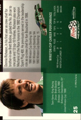 1993 Finish Line Racing cards -You Pick- Complete your Set! Nascar - Picture 51 of 151