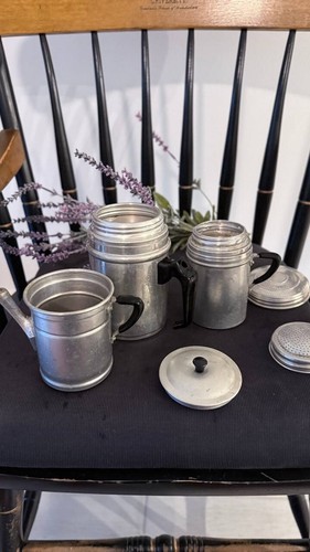 Vintage Italian Moka Pot Set of 3 | Aluminum Stovetop Espresso Makers - Picture 7 of 11
