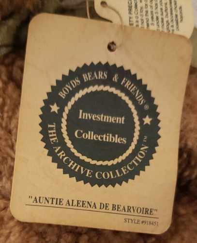 EASTER:BOYDS BEARS: "Auntie Aleena De Bearvoire" 10" 918451 1999 A8 - Picture 3 of 3
