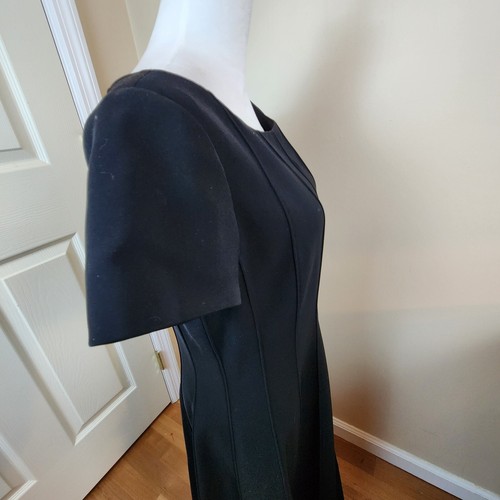 Vintage Anne Klein schwarzes Midi-Etuikleid Damengröße 8 gefüttert Flügelärmel bescheiden - Bild 13 von 16