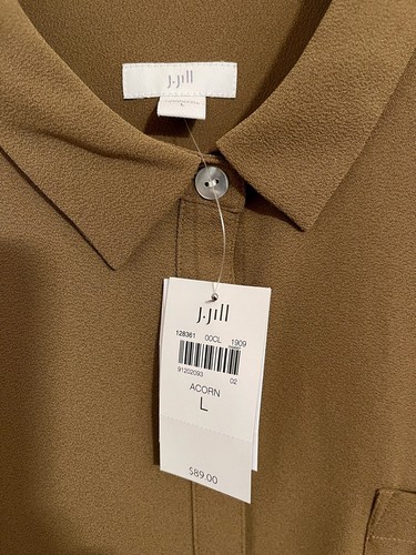 Blusa donna manica lunga Jill nuova con etichetta bottoni davanti taglia grande poliestere marrone - Foto 3 di 4