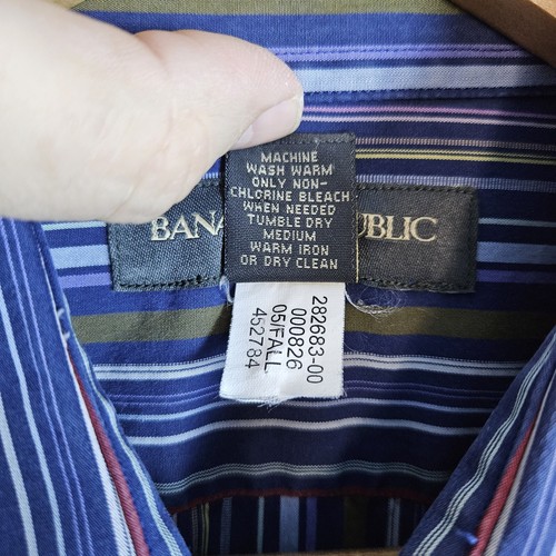 Banana Republic Herren Langarm Knopfleiste vertikale Streifen 100% Baumwolle Größe XL - Bild 3 von 10