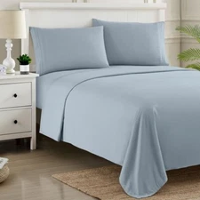 Sweet Home Collection 4pc Deep Pocket Sheet Set Queen, Misty Blue