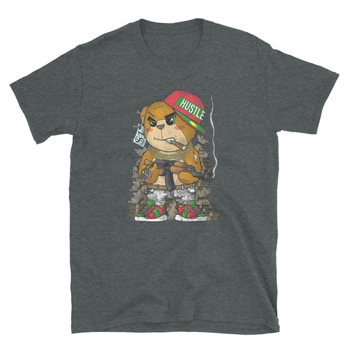 Hustle AK Bear Hip Hop Rap Funny Humor Sarcastic Hilarious Gag T-Shirt - Picture 4 of 6
