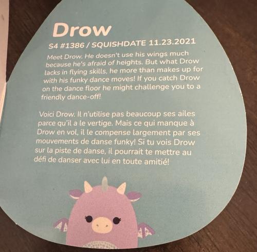 Neu mit Etikett Squishmallows 4 Zoll DROW Drache 2023 Fantasy Squad weich lila hängend Plüsch - Bild 9 von 11