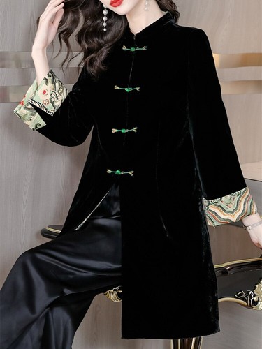 2023 Mangas Bordadas Terciopelo Kimono Rompevientos Chaqueta para Mujer Cuello en O - Imagen 13 de 13