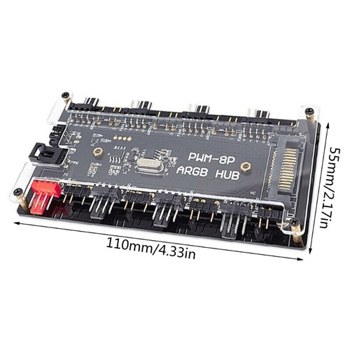 Computer ARGB Light Control Hub, 8 PWM Fans Support, 8 ARGB Sync Ports - Afbeelding 8 van 8