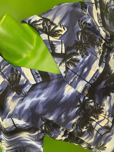 Made in Hawaii Blue Sunset Print Hawaiian Aloha Shirt Men's 2X-Large - Bild 2 von 6