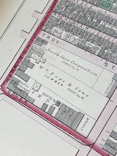 1874 Boston Map Ward 7 ~ Fort Point Channel, Passenger & Freight Depots, Lumber - Picture 24 of 24