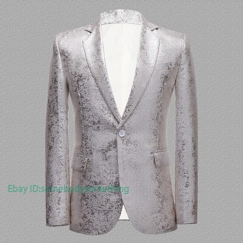 Men's Shiny Tuxedo Jacket Suit Blazer Dinner Coat Tops Wedding Dress Casual - Bild 5 von 15