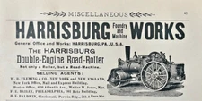 Harrisburg Pennsylvania Vintage Print Ad Steam Machinery Road Roller 1894
