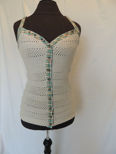 Free People Sz S Tank Top Sweater Adjustable Straps Button Down  - Picture 1 of 5