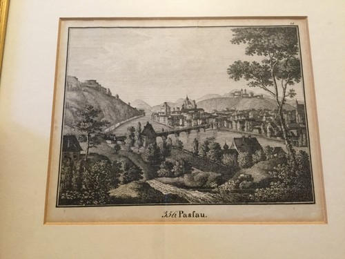 Kupferstich der Stadt PASSAU - DONAUUFER, Maxbrücke, 19. Jhdt., gerahmt, selten. - Bild 4 von 7