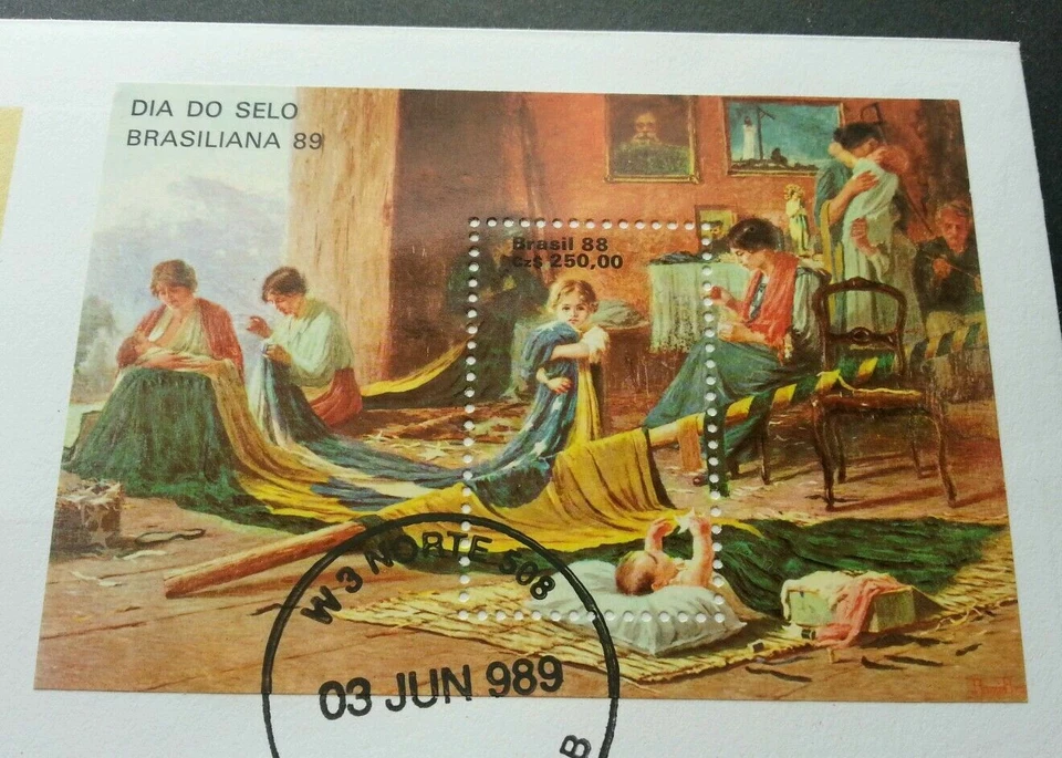[SJ] Brazil Peter Bruno Painting Homeland 1989 FDC (banknote coin cover) - Image 2 of 4