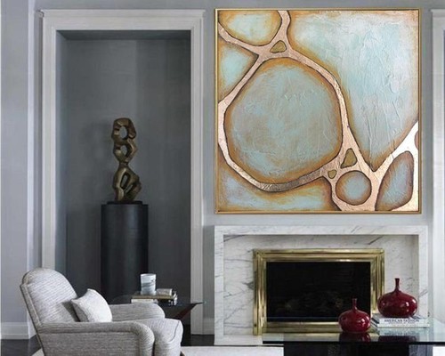 Abstract Oil Paintings On Canvas Extra Large Wall Art Abstract Gold Leaf Hand - Picture 3 of 4
