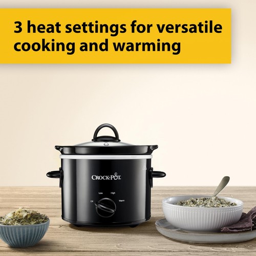 Slow Cooker | Removable Easy-Clean Ceramic Bowl | 1.8 L Small Slow Cooker Black - Picture 5 of 6