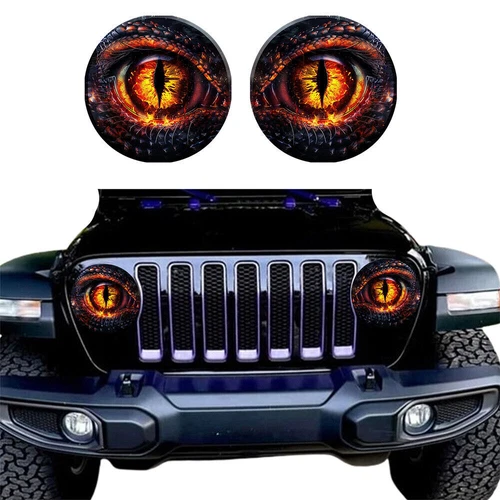 Round 3D Stereo Beast Eyes Headlight Decals for Jeep Truck Headlight Stickers US - Foto 21 di 29