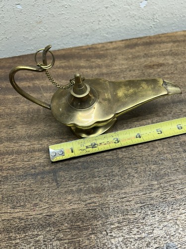Aladdin Chirag Lamp Brass Alloy Oil Incense Burner Genie~ Vintage - Picture 7 of 8