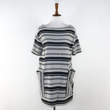 Zara Trafaluc Black White Striped Shift Dress sz S