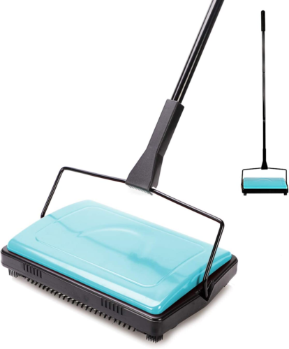Carpet Sweeper Cleaner – Manual Brush for Pet Hair, Dust & Small Debris (Blue) - Picture 8 of 12