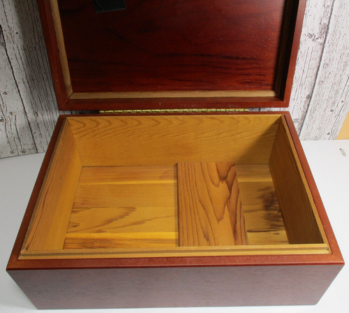Humidor vintage portasigari foderata in legno con divisore, feltro sul fondo, circa 12 x 8 x 5 - Foto 11 di 12