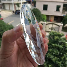 120MM Clear Slender Oval Crystal Prism Feng Shui Faceted Pendant Suncatcher