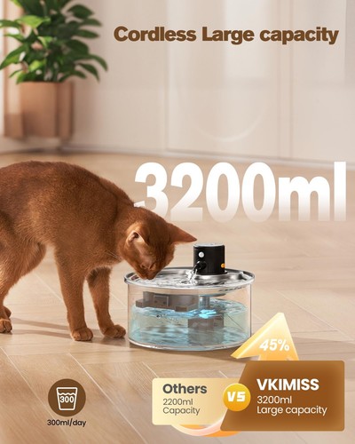 Wireless Cat Water Fountain Cordless: Battery Operated Cat Fountain - 108oz/3.2L - Picture 4 of 13