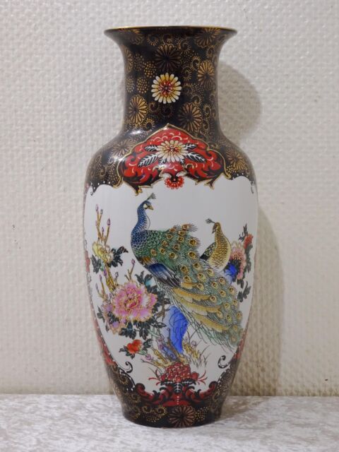 Po4edc - XL Porzellan Design Vase - Pfau Blumen - China - 40 cm Po4edc - XL Porzellan Design Vase - Pfau Blumen - China - 40 cm