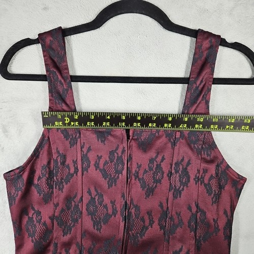 Social Collision Hot Topic Sexy Burgandy Red Black Lace Boned Corset Size L NWOT - Picture 9 of 11
