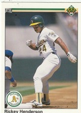 FREE SHIPPING-MINT-1990 Upper Deck Rickey Henderson #334 A'S PLUS BONUS CARDS