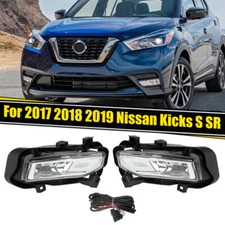 For 2017 18 2019 Nissan Kicks S SR Front Bumper Chrome Fog Lights w/Wiring LH+RH