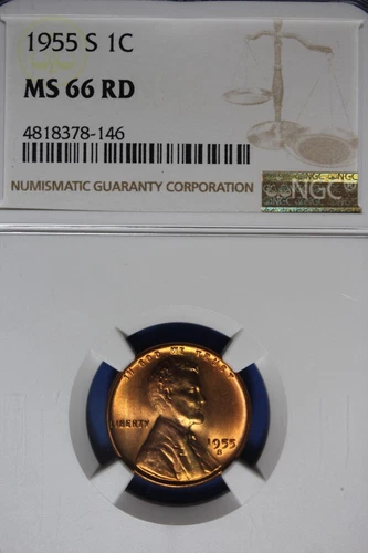 1955 S NGC 1C MS66RD LINCOLN WHEAT CENT #B50236