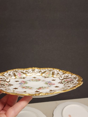 Set of 6 Antique Limoges Gold Floral Plates Jean Pouyat France - Picture 10 of 12