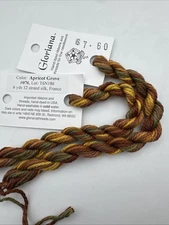 Gloriana 12 Strand Silk Floss For Needlework-2 Skeins/6 Yds Each APRICOT GROVE