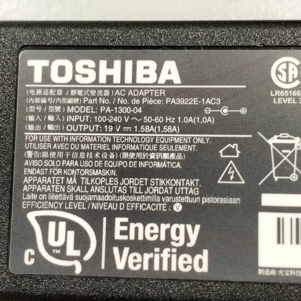 Genuine Toshiba 19V 1.58A 30W Laptop Power Adapter Tip 4.0 X 1.7mm PA-1300-04 - image 3 of 4