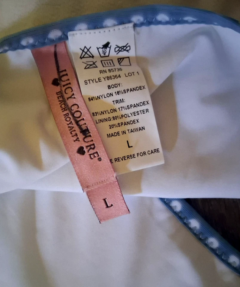 Parte inferior de bikini Juicy Couture con lazo de rizo blanca grande NUEVA Y2K Foto 4 de 4