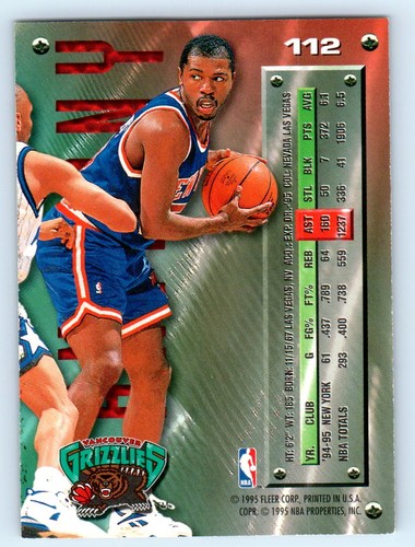 1995-96 Metal #112 Greg Anthony Vancouver Grizzlies - Picture 2 of 2
