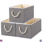 Yawinhe 3-Pack Foldable Storage Baskets - Spacious Fabric Bins with Rope Handles
