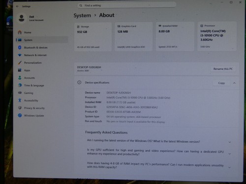 Dell Vostro 3681 i3 10100 3,60 GHz 8 GB Ram 1 TB SSD Win 11 Pro WiFi - Imagen 2 de 9