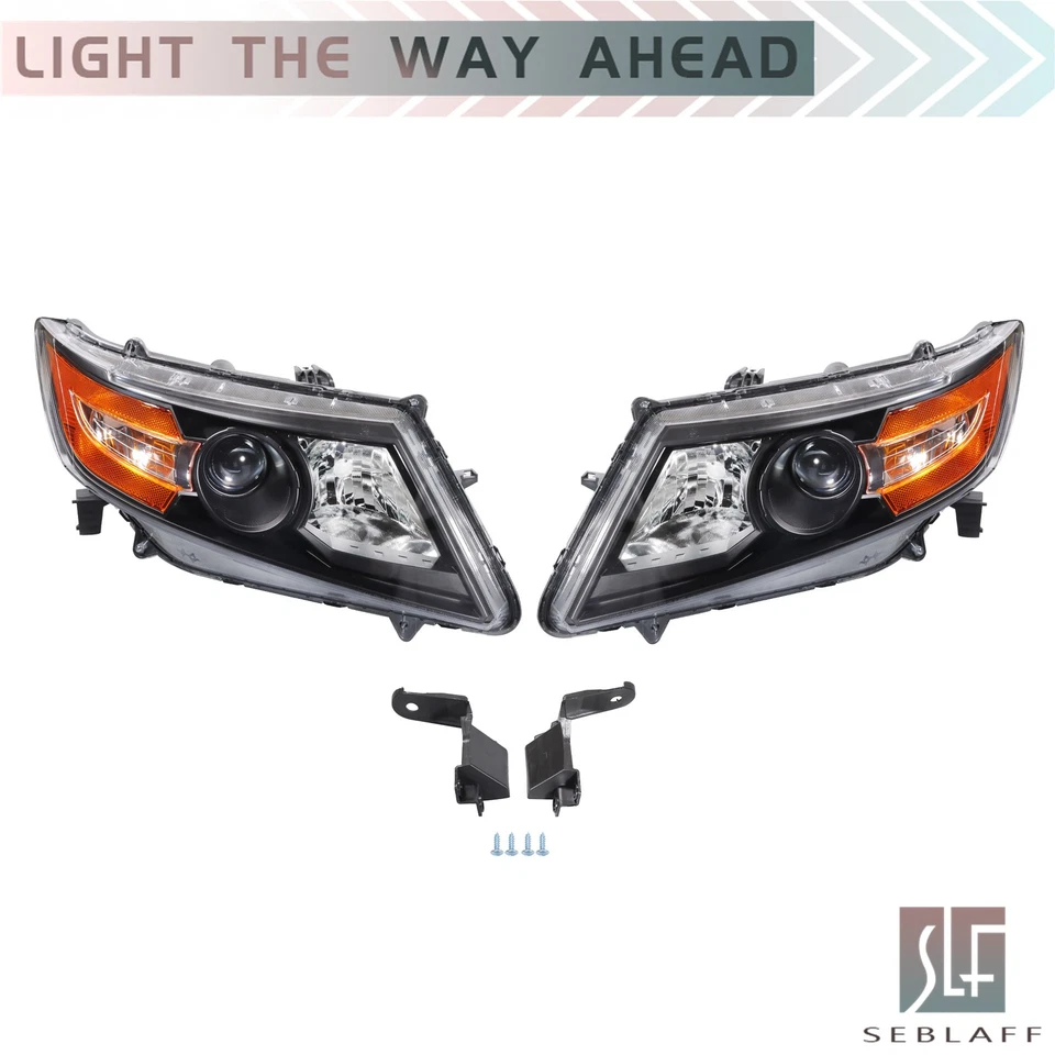 Par de faróis de canto âmbar halogênio preto carcaça para Honda Odyssey 2011-2017 - Imagem 2 de 4