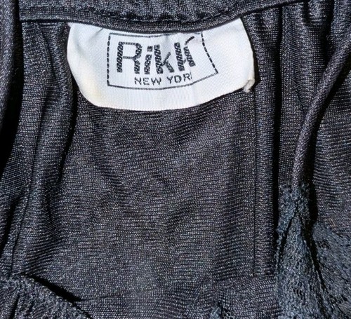 Vintage Rikki New York seidig schwarz Nylon Spitze Maxikleid Slip Neglige' Gr. M - Bild 12 von 13