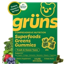 Grüns Adult Sugar-Free Superfoods Greens Gummies - 96ct/12 Servings