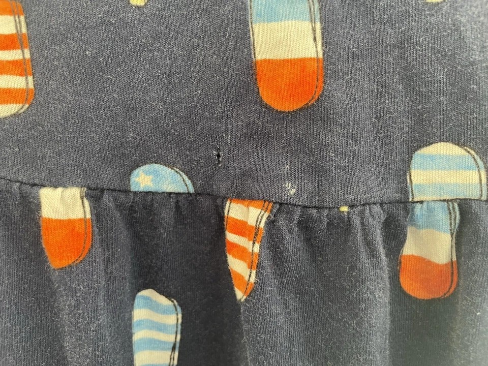 Antiguo Vestido Azul Marino Niñas Pequeñas Helado Algodón Ajuste y Acampanado Manga Corta Azul Marino 5T Foto 3 de 4