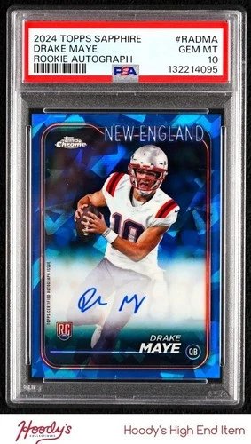 2024 Topps Chrome Sapphire Rookie Drake Maye RC ON CARD AUTO PSA 10 GEM POP 12