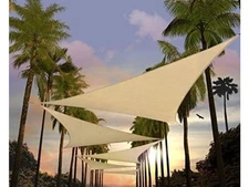 Amgo 12' x 12' x 12' Beige Triangle Sun Shade Sail Outdoor Canopy Awning UPF50+