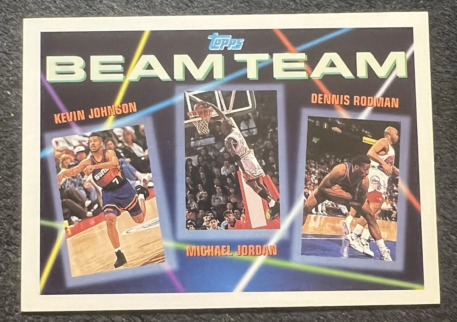 1992/93 TOPPS BEAM TEAM KEVIN JOHNSON/MICHAEL JORDAN/DENNIS RODMAN #3 NM/MT