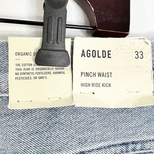 NWT AGOLDE Pinch Waist High Rise Kick Flare light wash straight ankle jeans 33 - Picture 10 of 15